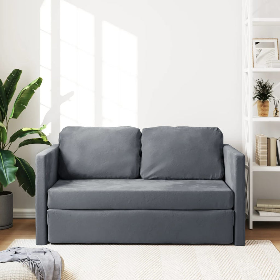 Slaapbank Vloermodel 2-In-1 122X204X55 Cm Fluweel Donkergrijs