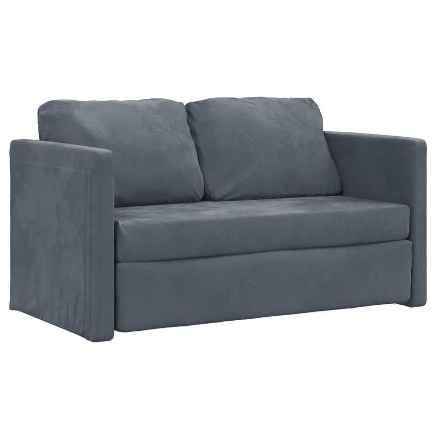 Slaapbank Vloermodel 2-In-1 122X204X55 Cm Fluweel Donkergrijs