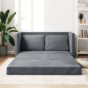 Slaapbank vloermodel 122x204x55 cm fluweel donkergrijs