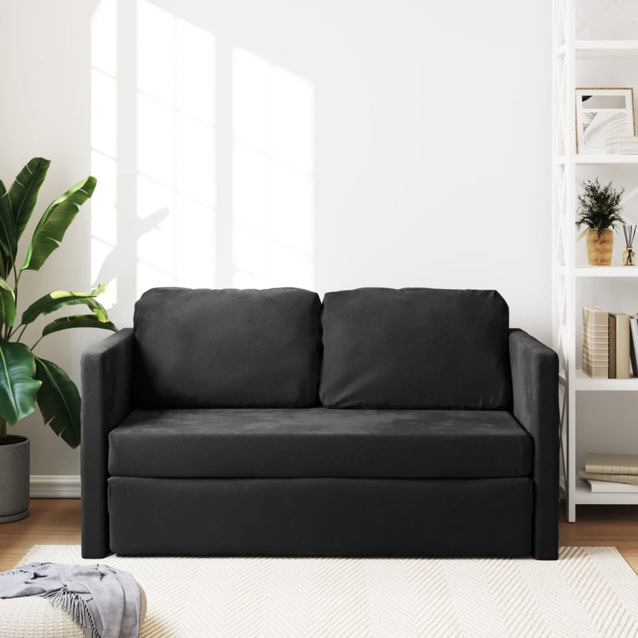 Slaapbank vloermodel 2-in-1 122x204x55 cm fluweel zwart Zwart