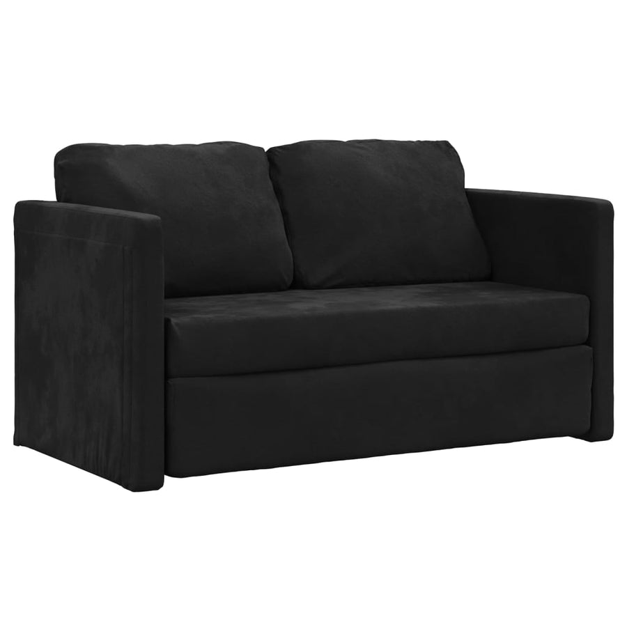 Slaapbank vloermodel 2-in-1 122x204x55 cm fluweel zwart Zwart