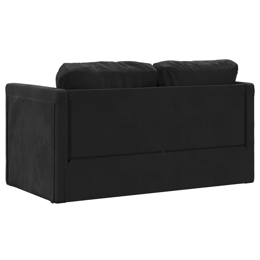 Slaapbank vloermodel 2-in-1 122x204x55 cm fluweel zwart Zwart
