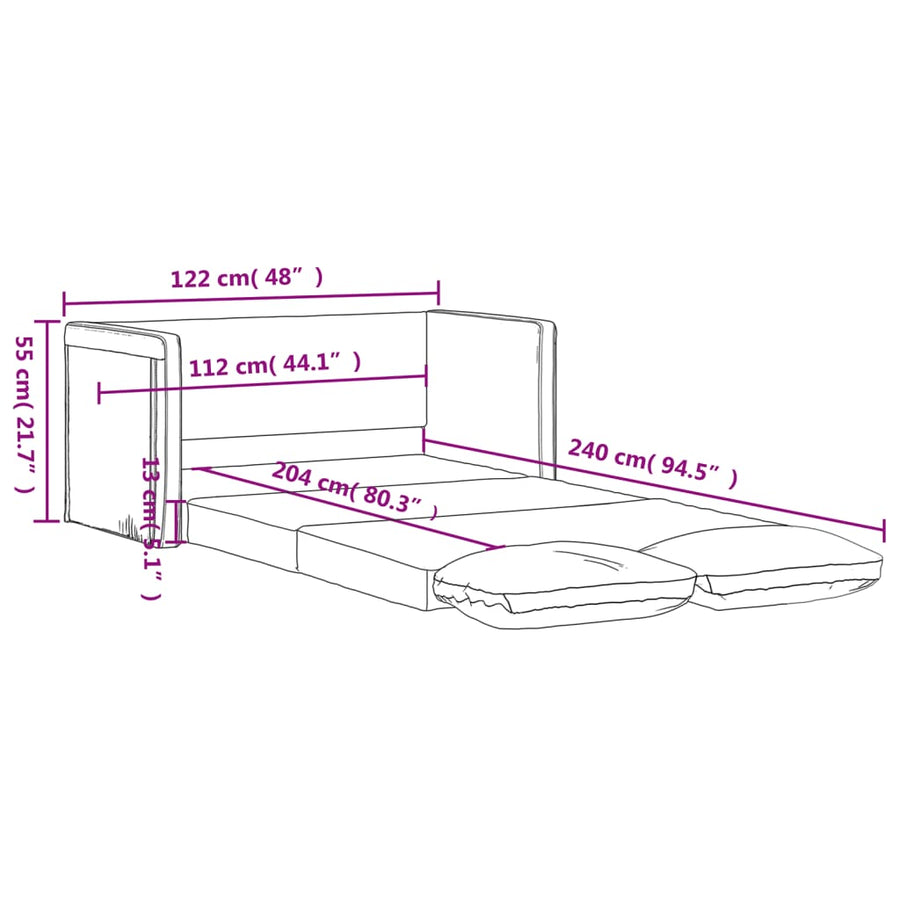 Slaapbank vloermodel 2-in-1 122x204x55 cm fluweel zwart Zwart