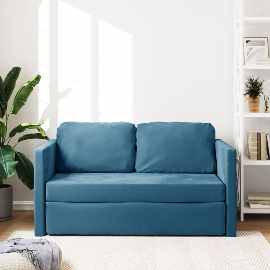 Slaapbank Vloermodel 2-In-1 122X204X55 Cm Fluweel Blauw
