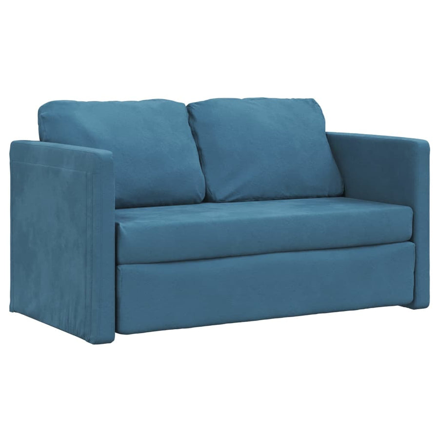 Slaapbank Vloermodel 2-In-1 122X204X55 Cm Fluweel Blauw