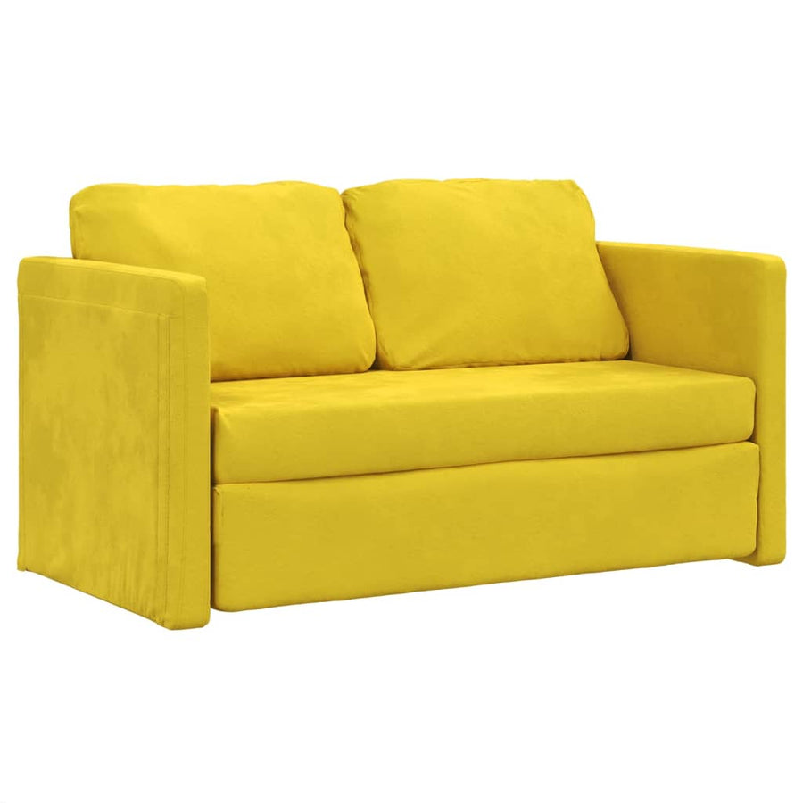 Slaapbank Vloermodel 2-In-1 122X204X55 Cm Fluweel Donkergeel