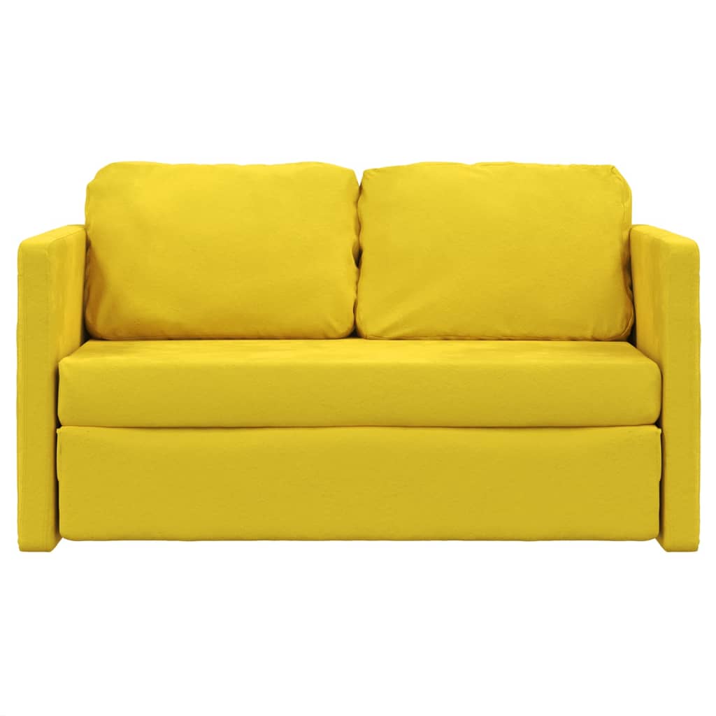 Slaapbank Vloermodel 2-In-1 122X204X55 Cm Fluweel Donkergeel