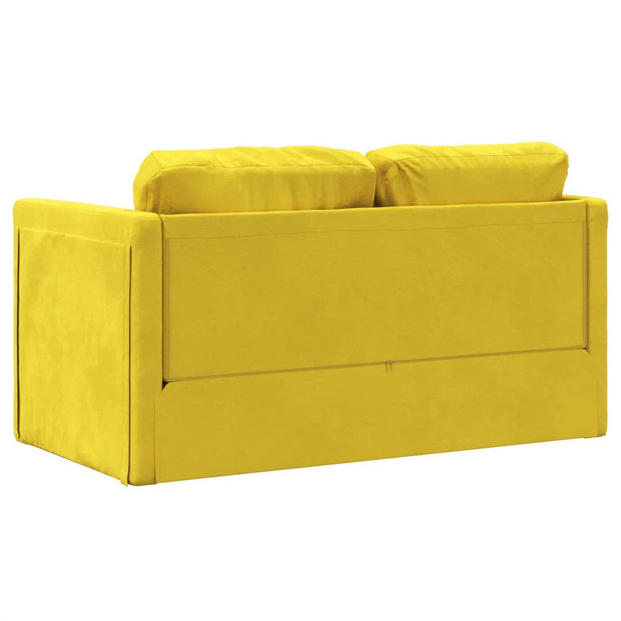 Slaapbank Vloermodel 2-In-1 122X204X55 Cm Fluweel Donkergeel