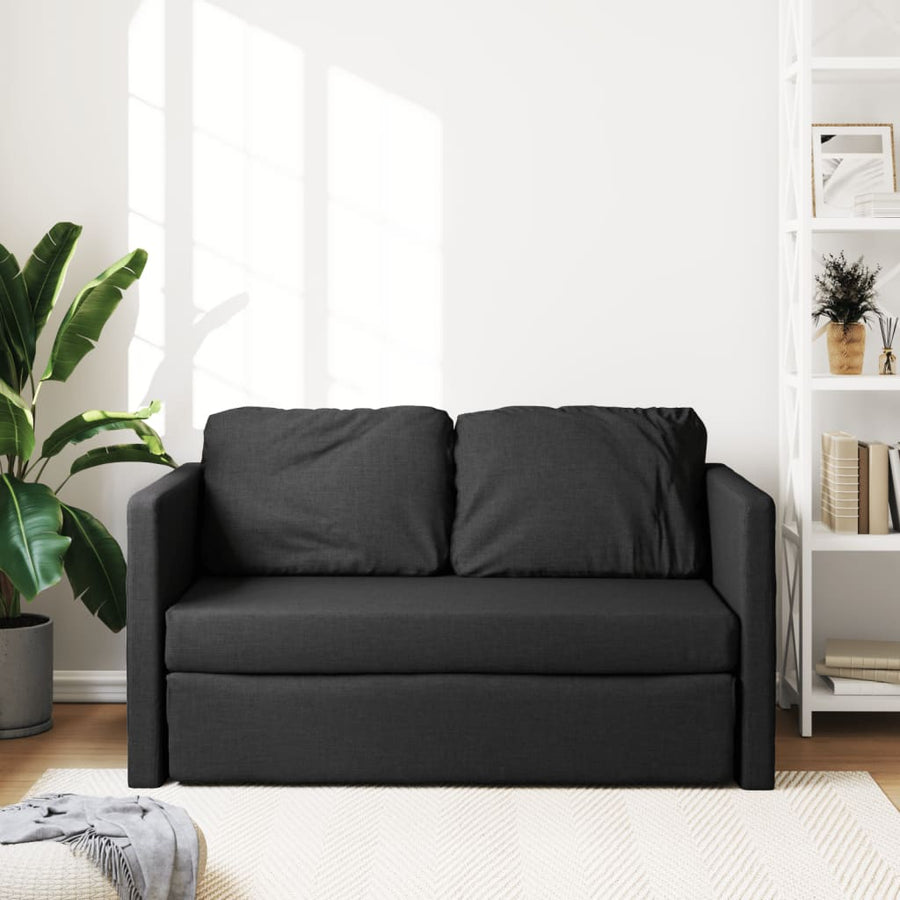 Slaapbank vloermodel 2-in-1 112x174x55 cm stof zwart Zwart