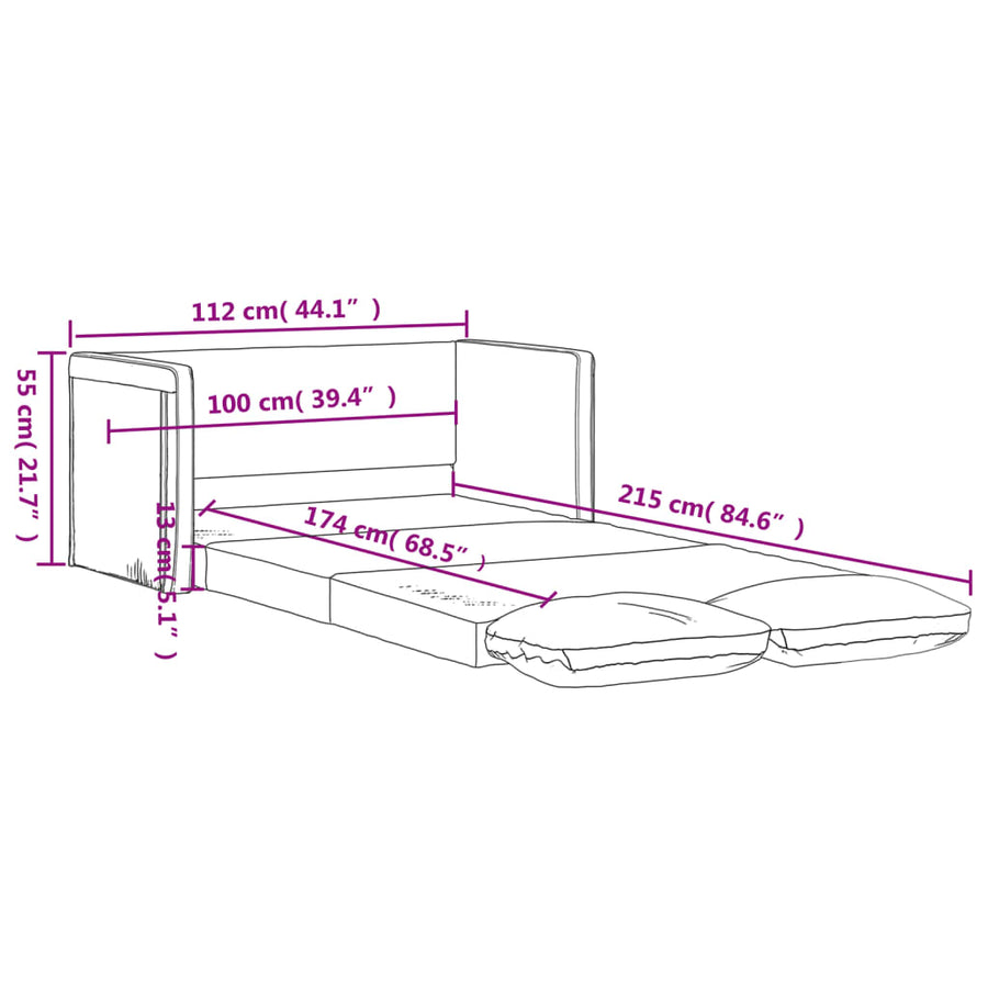 Slaapbank Vloermodel 2-In-1 112X174X55 Cm Stof Donkergeel