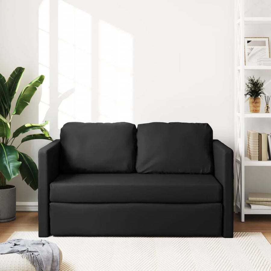 Slaapbank Vloermodel 2-In-1 112X174X55 Cm Kunstleer Zwart