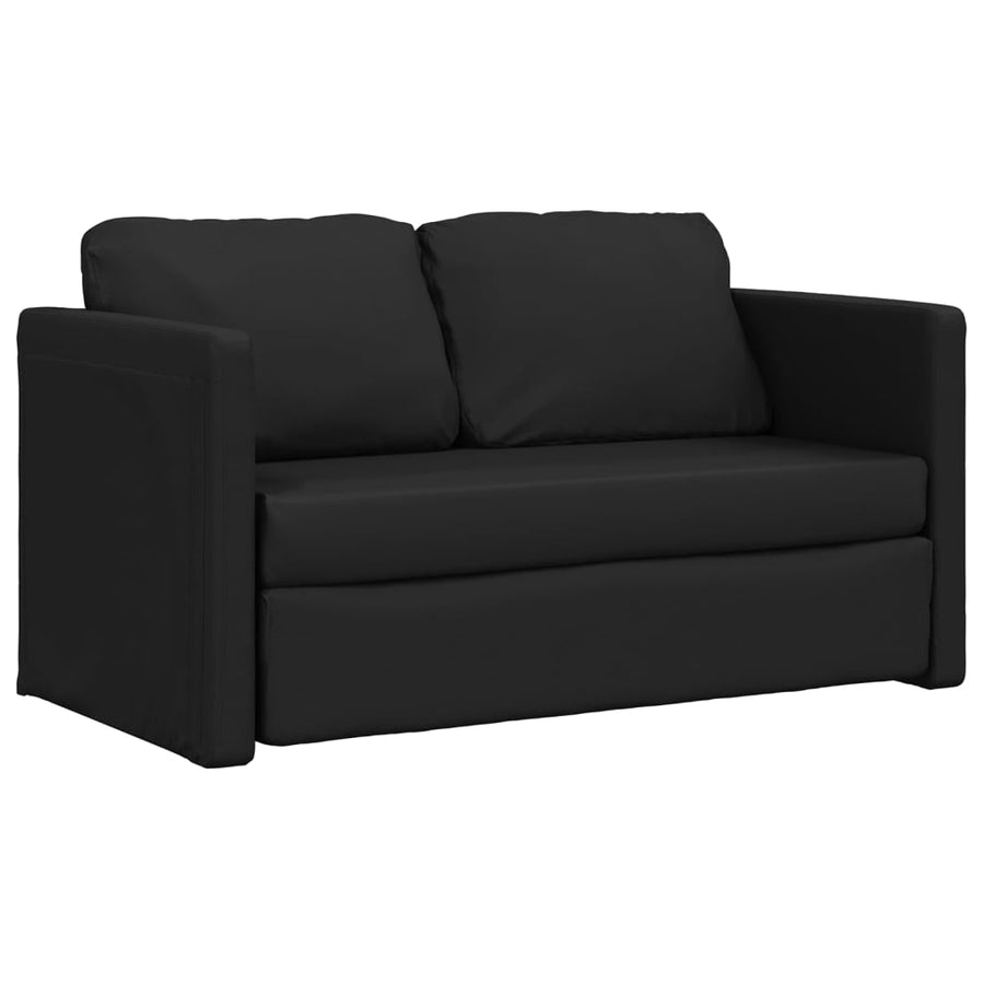 Slaapbank Vloermodel 2-In-1 112X174X55 Cm Kunstleer Zwart