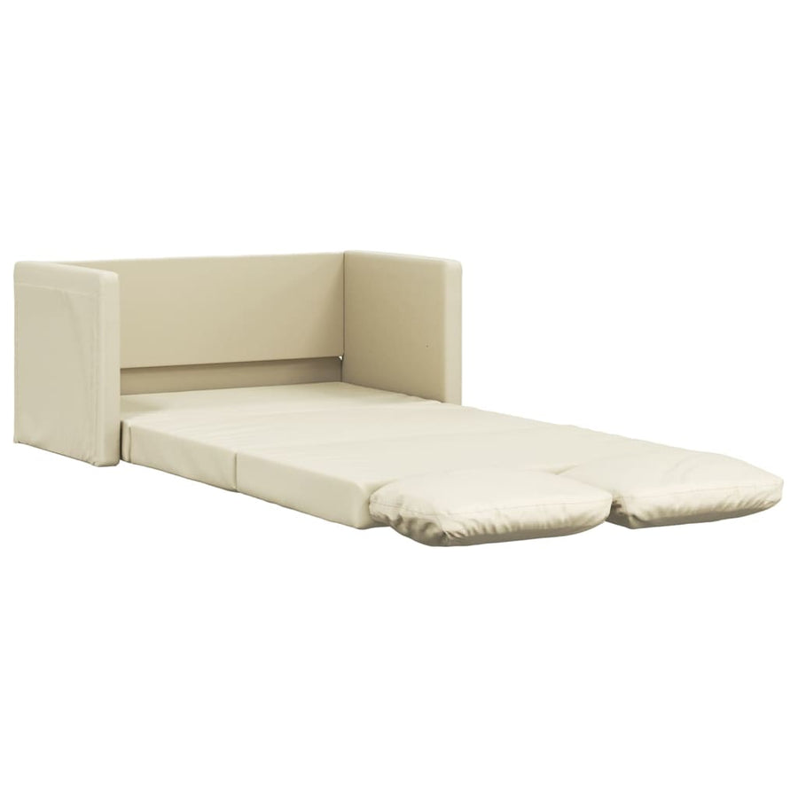 Slaapbank Vloermodel 2-In-1 112X174X55 Cm Kunstleer Crèmekleur