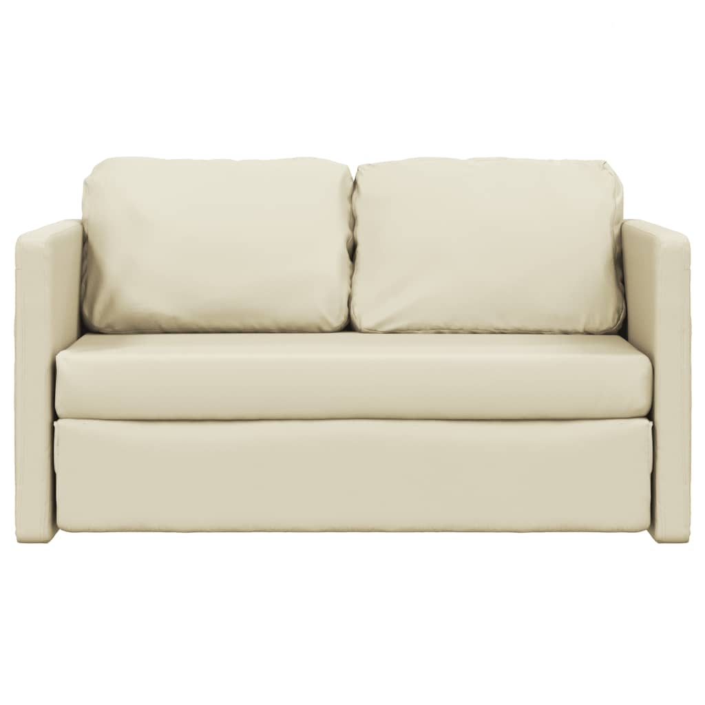 Slaapbank Vloermodel 2-In-1 112X174X55 Cm Kunstleer Crèmekleur