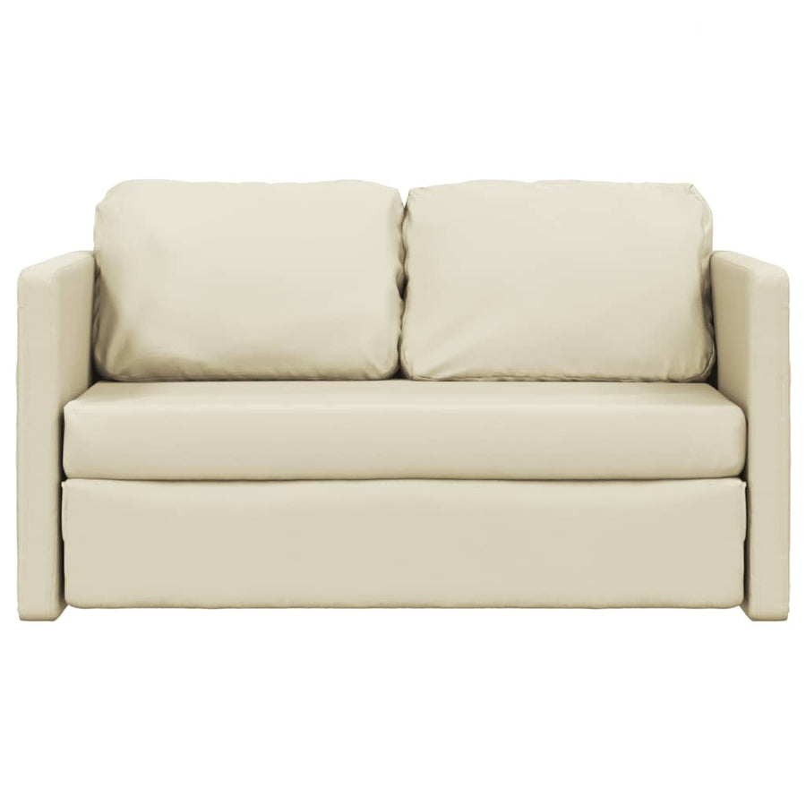 Slaapbank Vloermodel 2-In-1 112X174X55 Cm Kunstleer Crèmekleur
