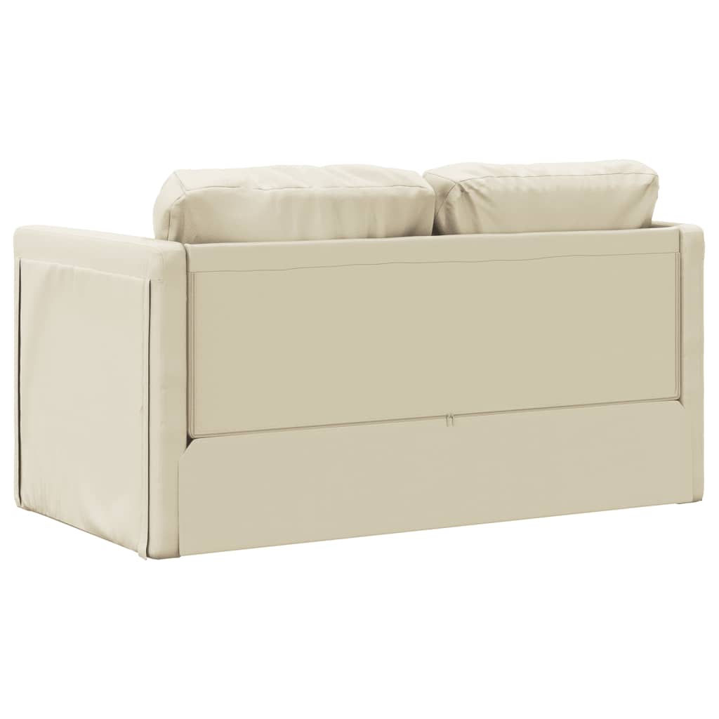 Slaapbank Vloermodel 2-In-1 112X174X55 Cm Kunstleer Crèmekleur