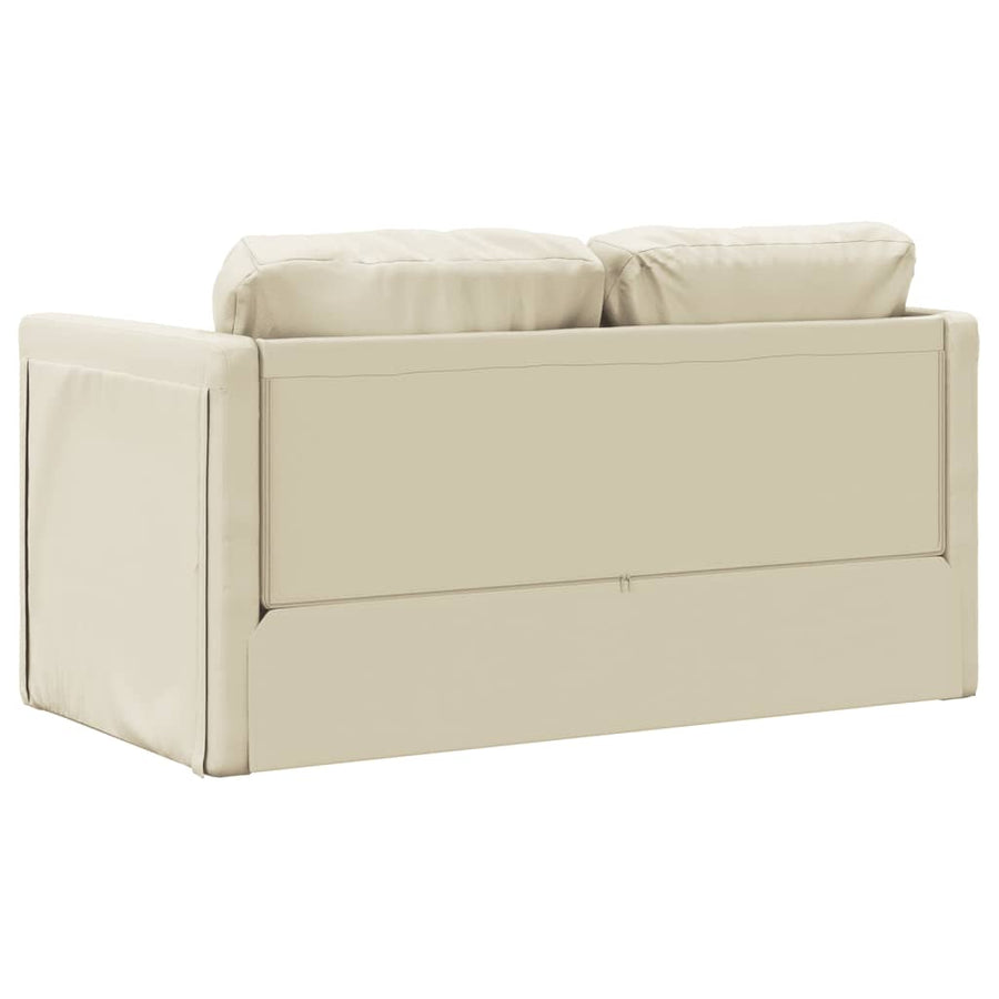 Slaapbank Vloermodel 2-In-1 112X174X55 Cm Kunstleer Crèmekleur