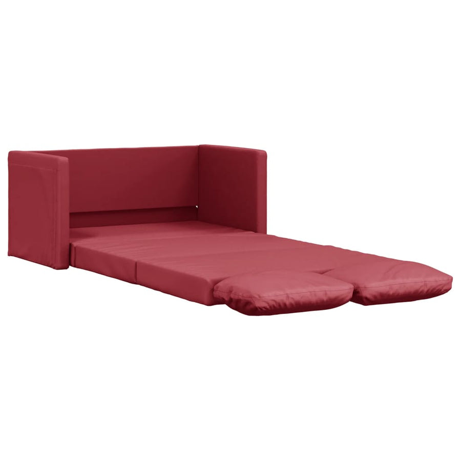 Slaapbank Vloermodel 2-In-1 112X174X55 Cm Kunstleer Wijnrood
