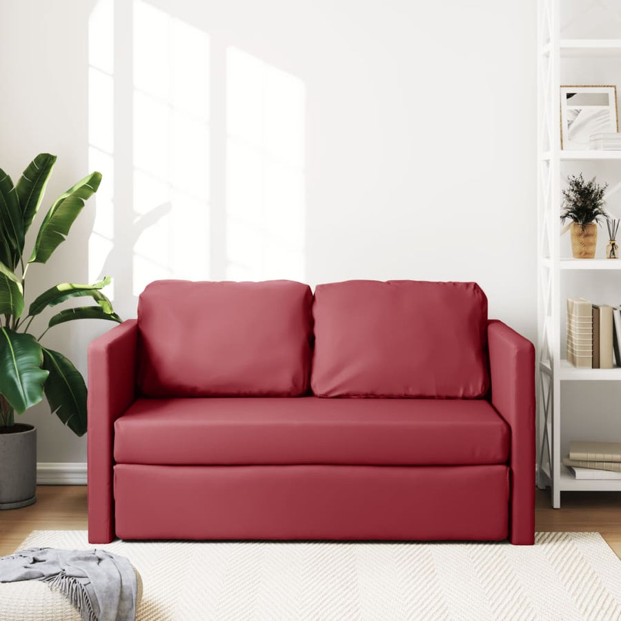 Slaapbank Vloermodel 2-In-1 112X174X55 Cm Kunstleer Wijnrood