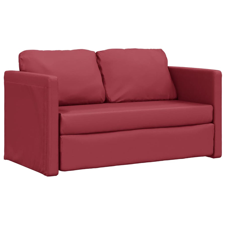 Slaapbank Vloermodel 2-In-1 112X174X55 Cm Kunstleer Wijnrood