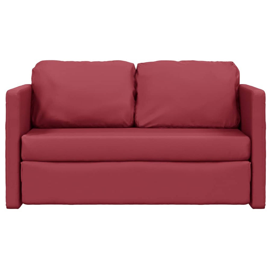 Slaapbank Vloermodel 2-In-1 112X174X55 Cm Kunstleer Wijnrood
