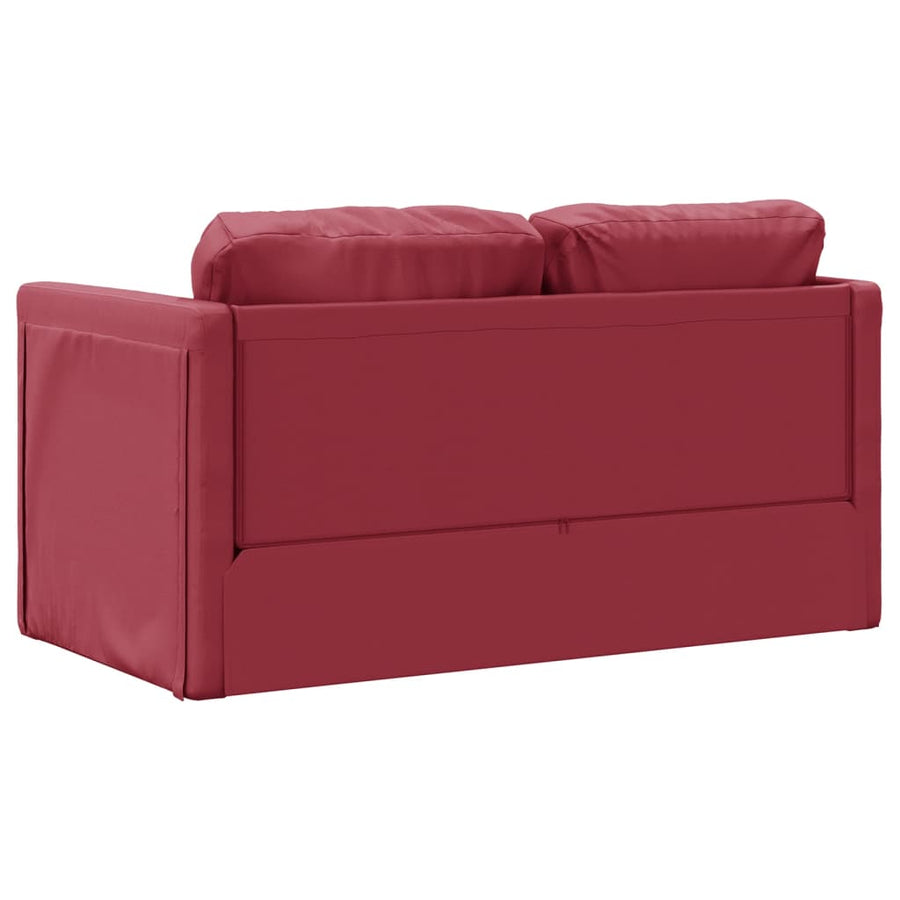 Slaapbank Vloermodel 2-In-1 112X174X55 Cm Kunstleer Wijnrood
