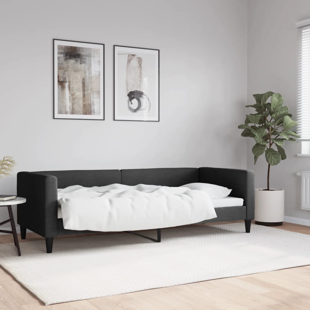 Slaapbank 80x200 cm stof zwart 80 x 200 cm Zwart