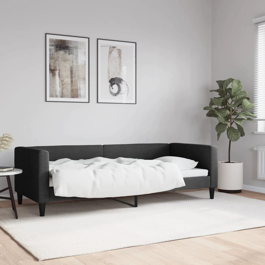 Slaapbank 80x200 cm stof zwart 80 x 200 cm Zwart