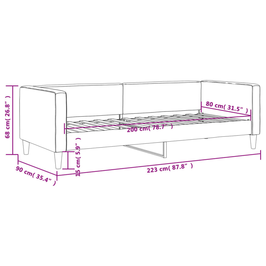 Slaapbank 80x200 cm stof taupe 80 x 200 cm Taupe