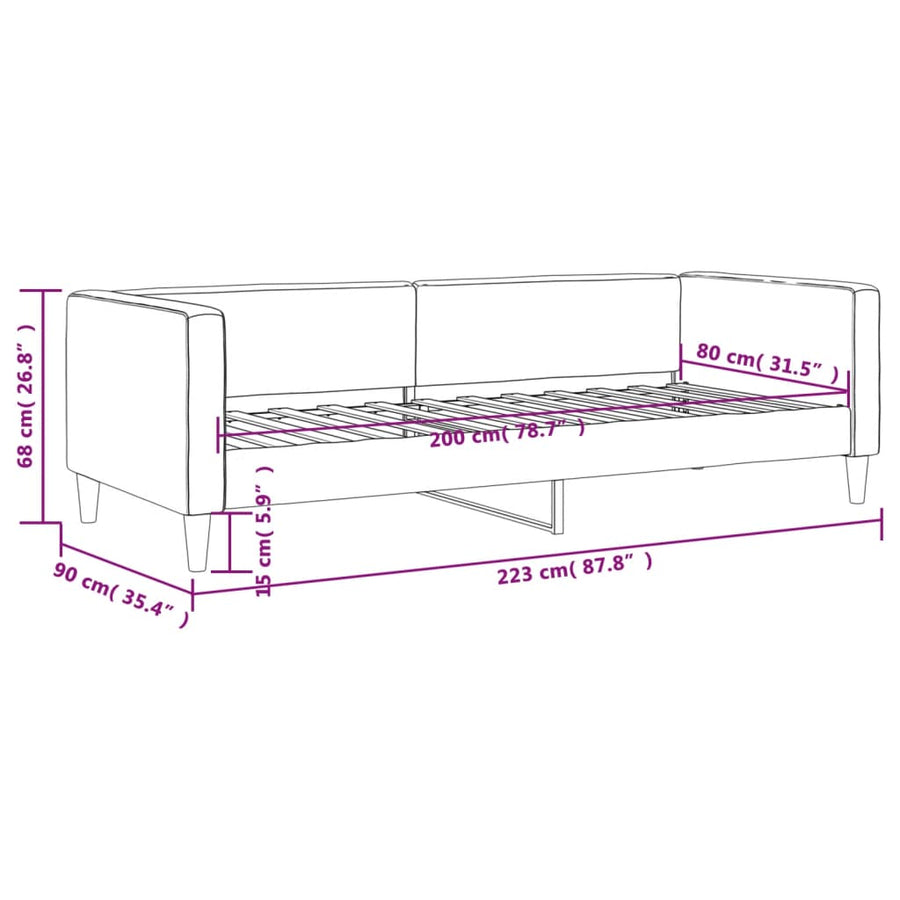 Slaapbank 80x200 cm stof crèmekleurig 80 x 200 cm Crème