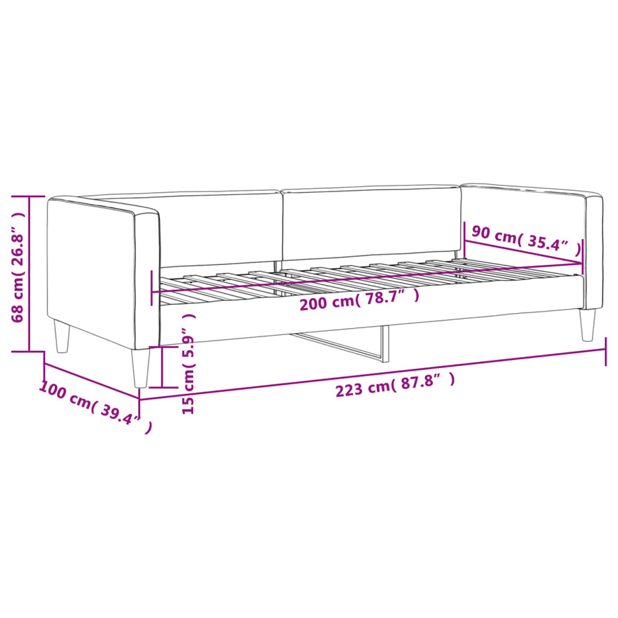 Slaapbank 90X200 Cm Stof Taupe Taupe 90 x 200 cm zonder matras