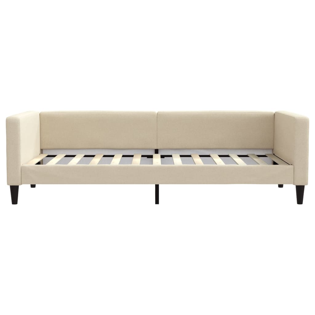 Slaapbank 90x200 cm stof crèmekleurig 90 x 200 cm Crème zonder matras