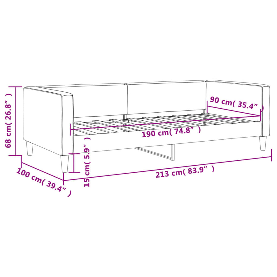 Slaapbank 90x190 cm stof zwart 90 x 190 cm Zwart