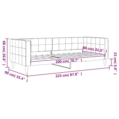 Slaapbank Fluweel 80 x 200 cm Lichtgrijs zonder matras