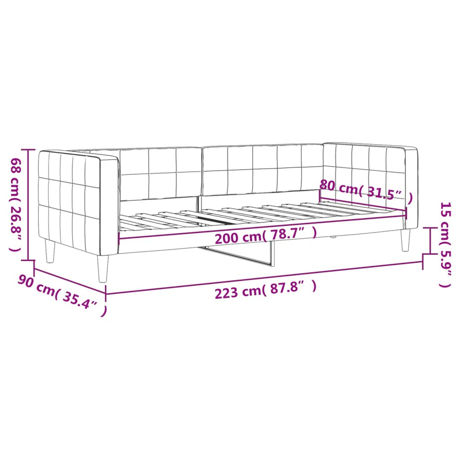 Slaapbank Fluweel 80 x 200 cm Zwart zonder matras