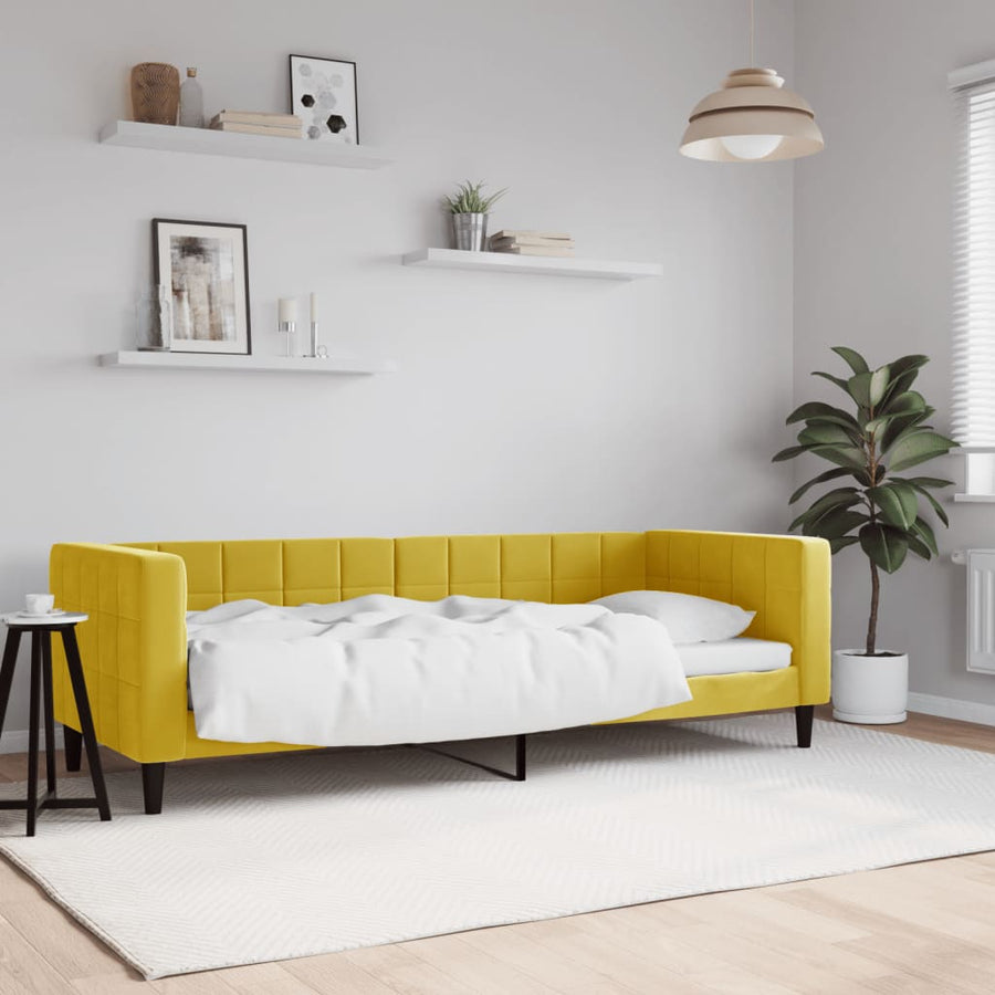 Slaapbank Fluweel 80 x 200 cm Geel zonder matras