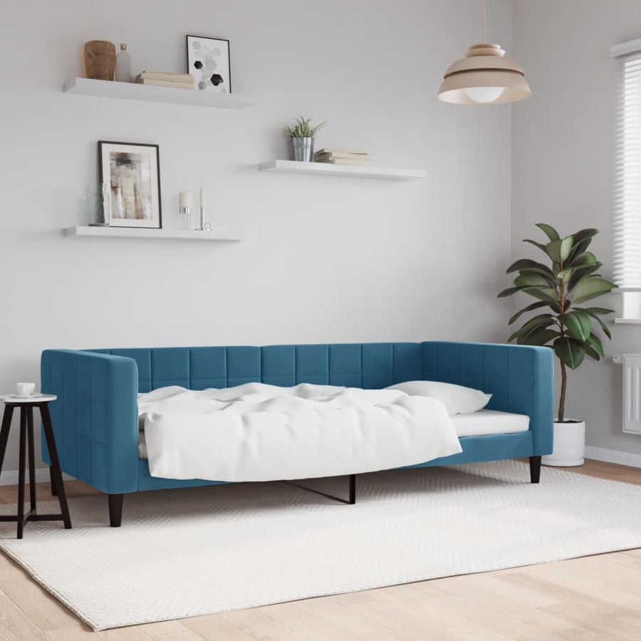 Slaapbank Fluweel 90 x 200 cm Blauw zonder matras