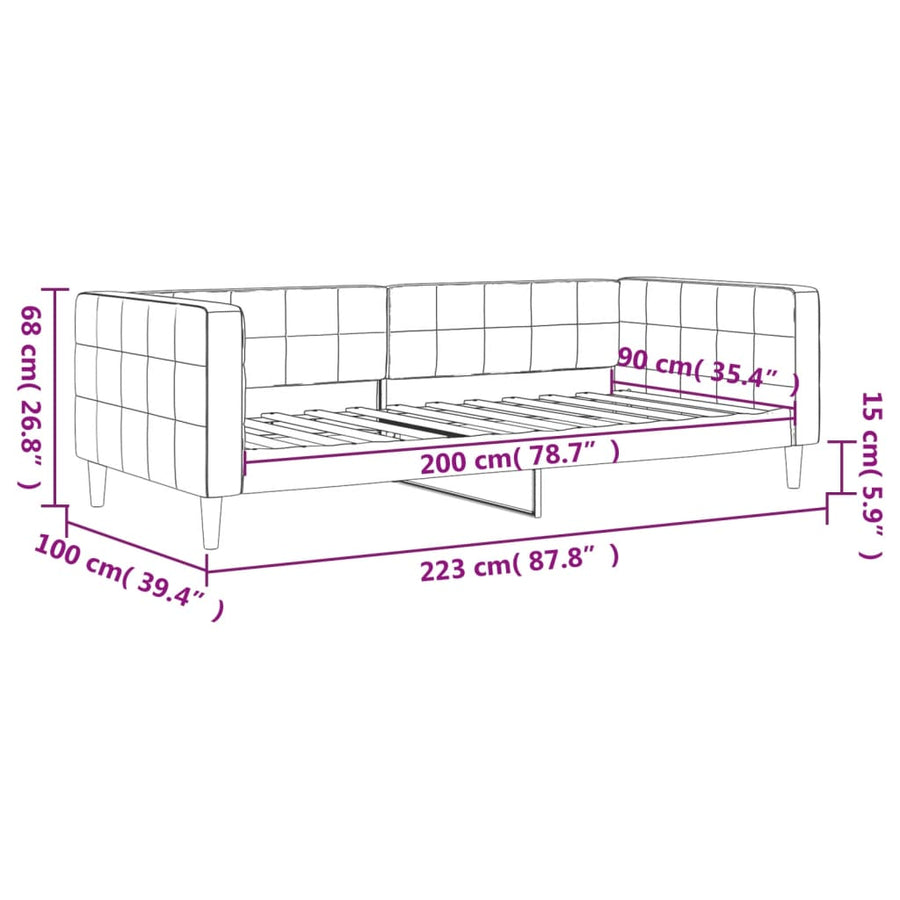 Slaapbank 90x200 cm fluweel donkergrijs