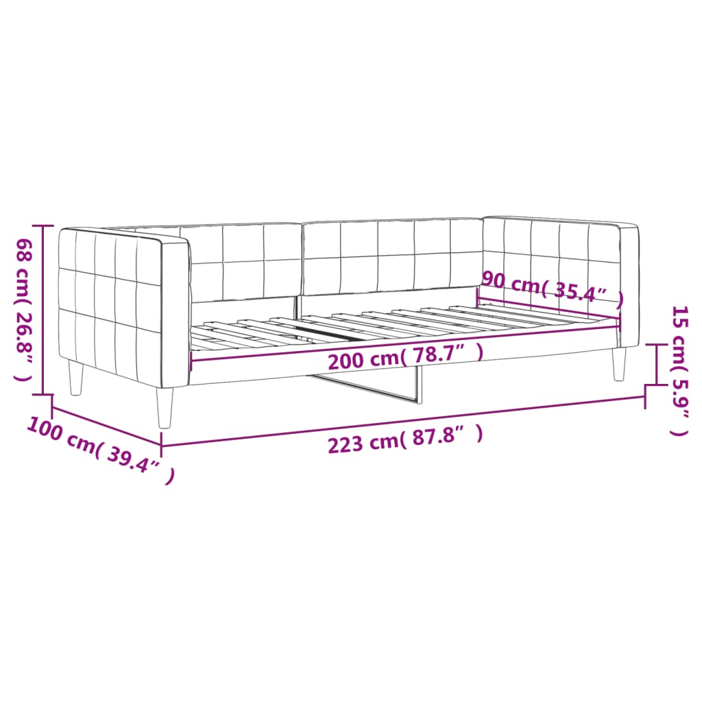 Slaapbank Fluweel 90 x 200 cm Geel zonder matras