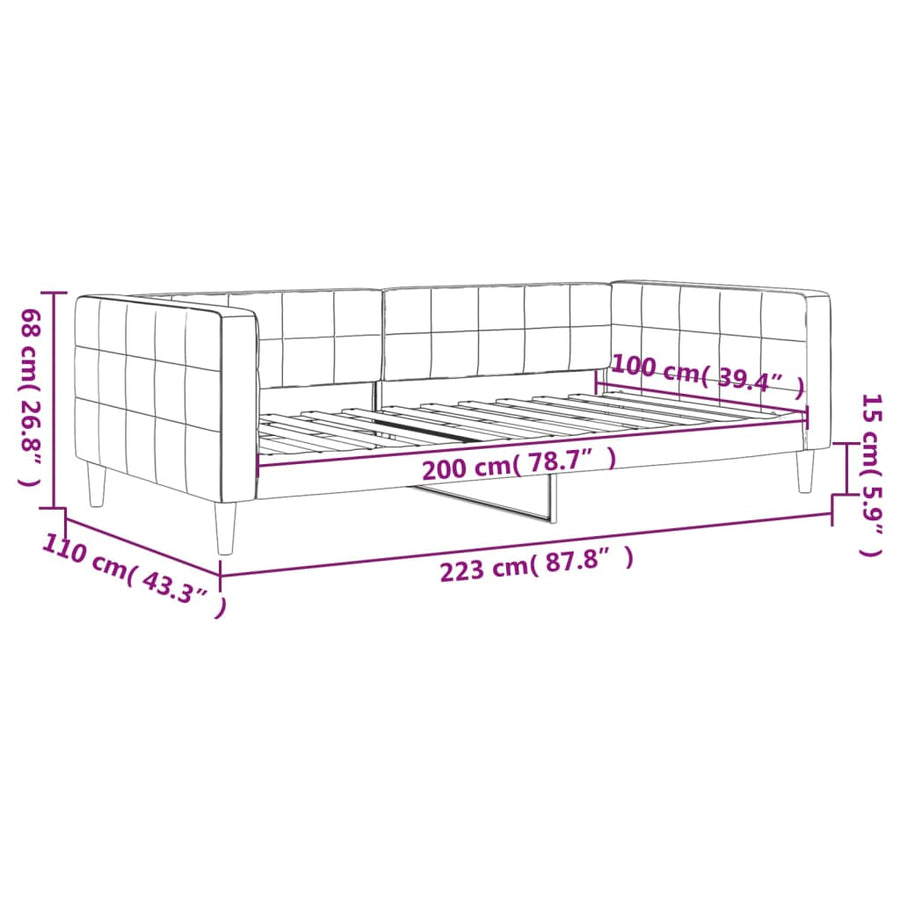 Slaapbank 100x200 cm fluweel blauw 100 x 200 cm Blauw
