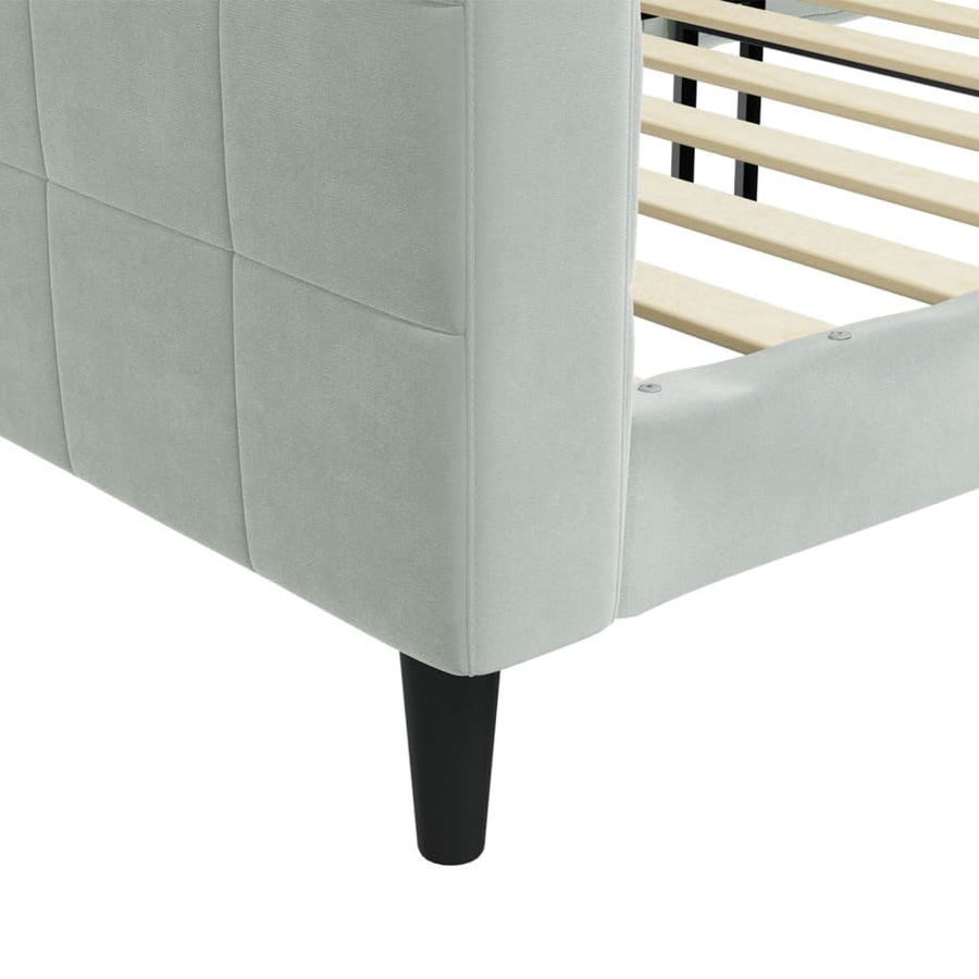 Slaapbank Fluweel 100 x 200 cm Lichtgrijs zonder matras