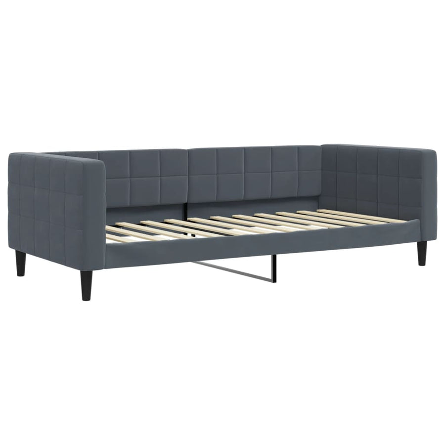 Slaapbank 100x200 cm fluweel donkergrijs
