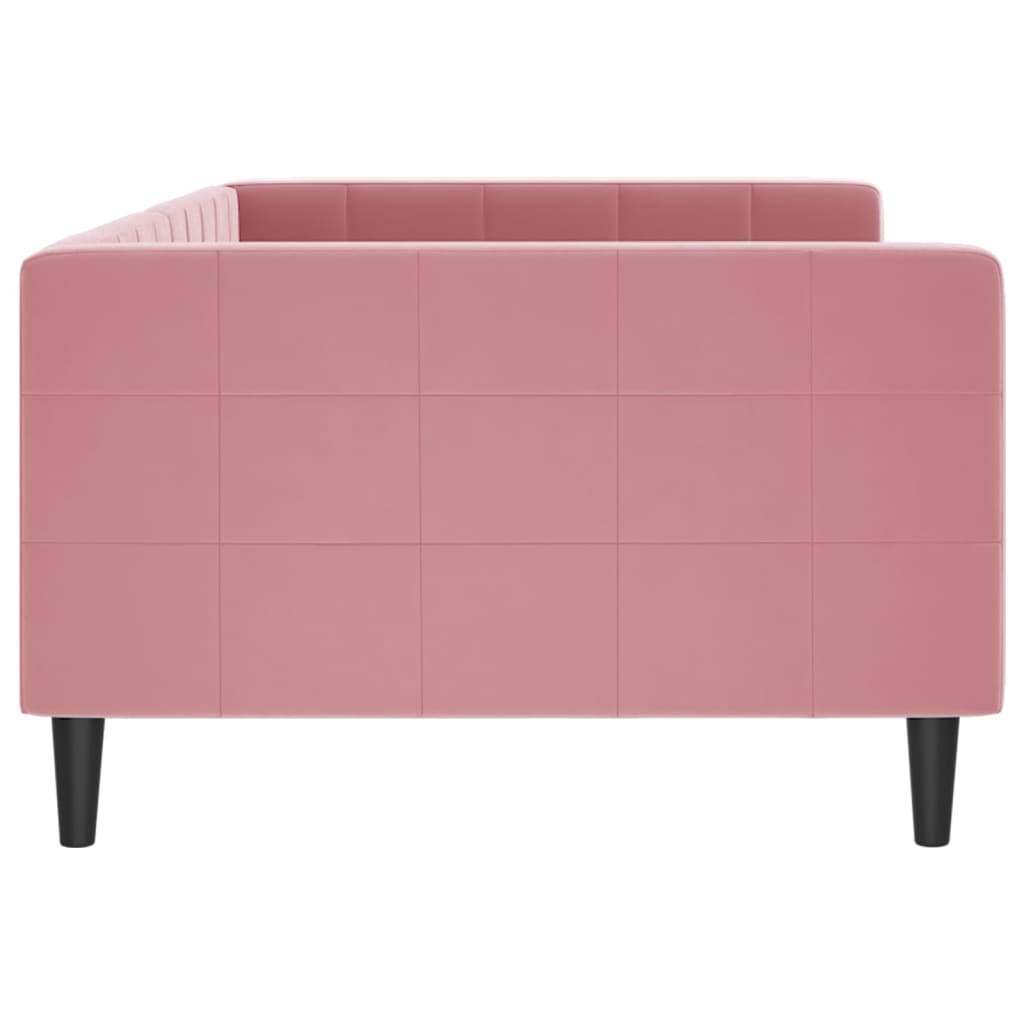 Slaapbank 100x200 cm fluweel roze 100 x 200 cm Roze zonder matras