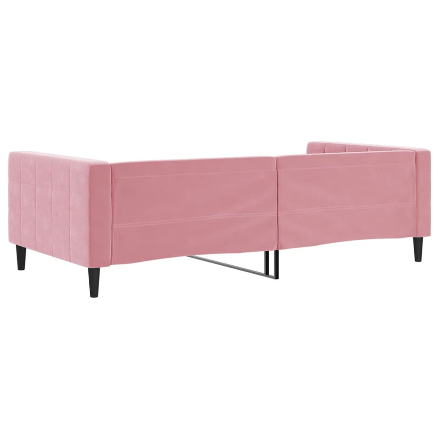 Slaapbank 100x200 cm fluweel roze 100 x 200 cm Roze zonder matras