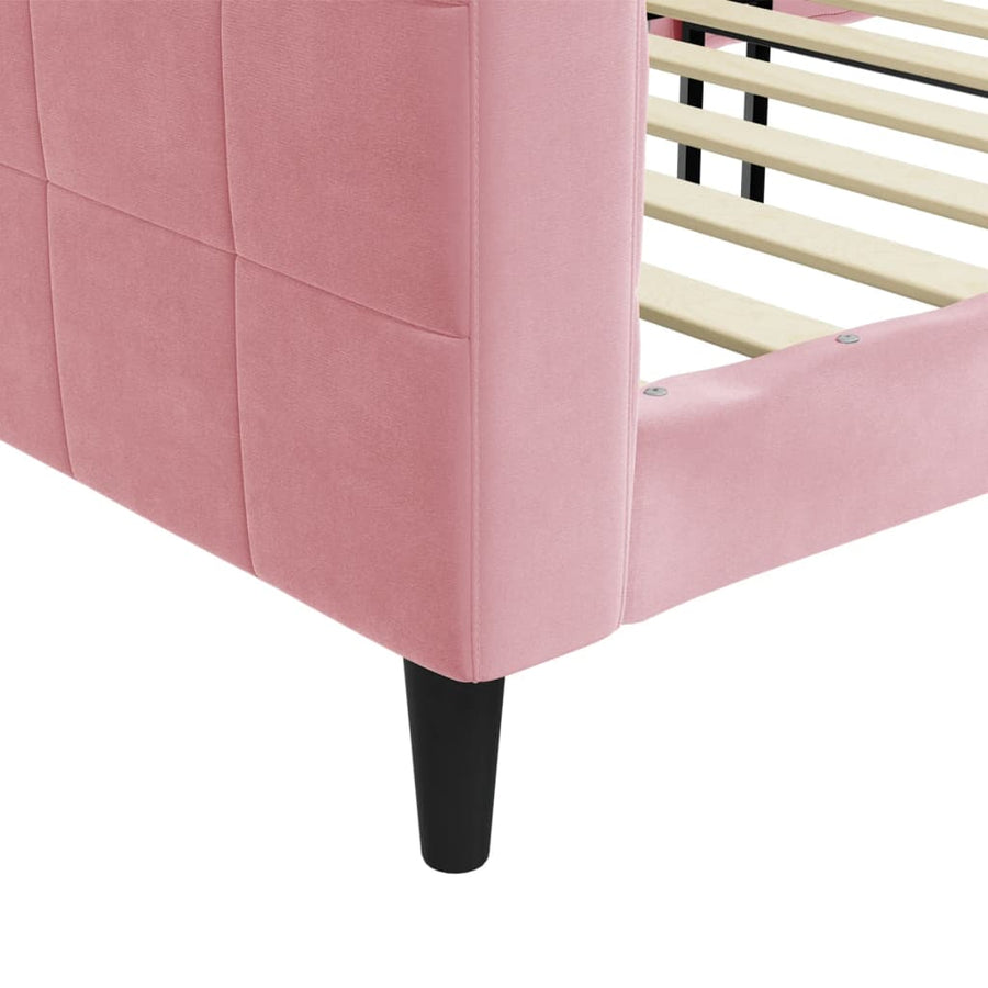 Slaapbank 100x200 cm fluweel roze 100 x 200 cm Roze zonder matras