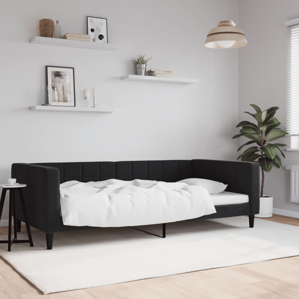 Slaapbank Fluweel 100 x 200 cm Zwart zonder matras