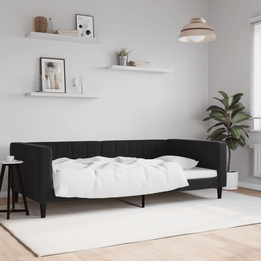Slaapbank Fluweel 100 x 200 cm Zwart zonder matras