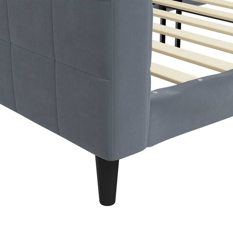 Slaapbank Fluweel 90 x 190 cm Donkergrijs