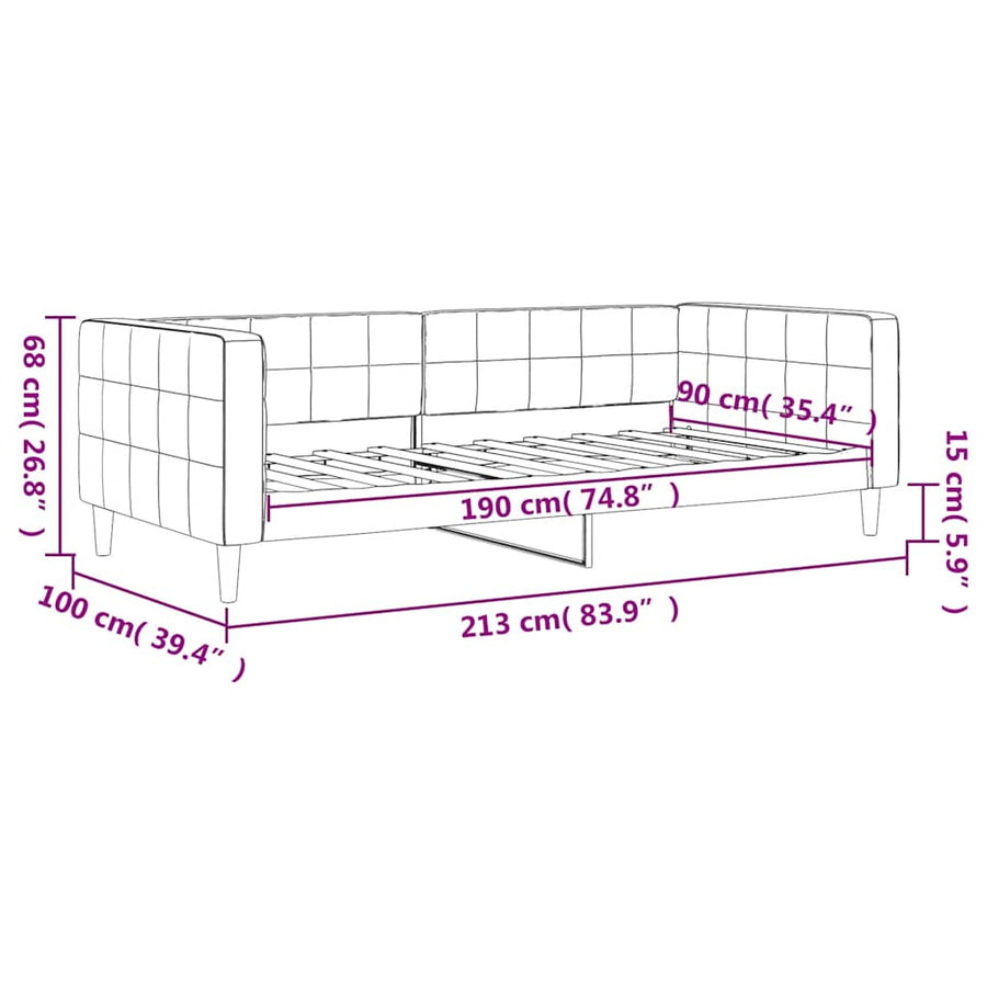 Slaapbank Fluweel 90 x 190 cm Donkergrijs