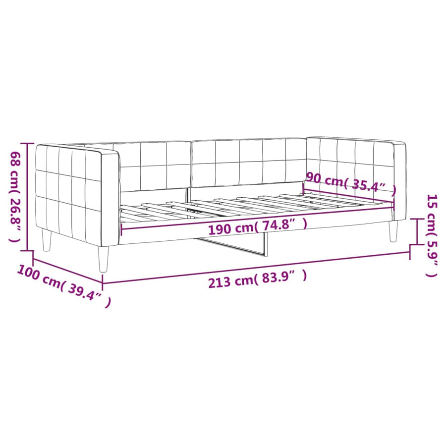 Slaapbank Fluweel 90 x 190 cm Zwart zonder matras